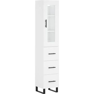 vidaXL Credenza Bianca 34,5x34x180 cm in Legno Multistrato 617004
