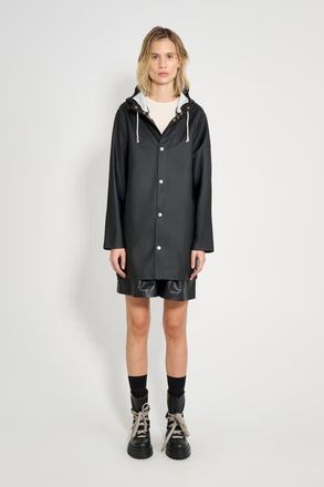 Stutterheim Stockholm Long Sleeve Hooded Raincoat in Black at Nordstrom, Size Xx-Large