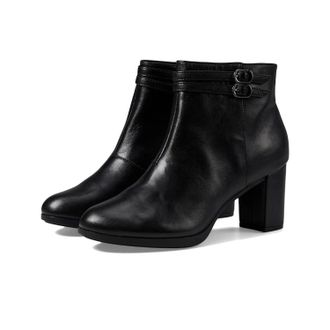 Clarks Bayla Light Boots Womens Black Leather Block Heel Booties LION793