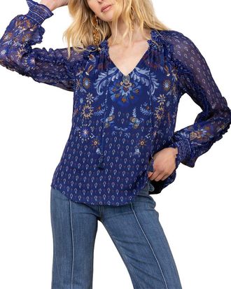Hale Bob Long Sleeve Robin Silk Blouse