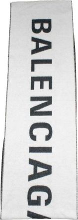 Balenciaga Accessoires, Heren, Wit, ONE Size, Wol, Macro Logo Scarf