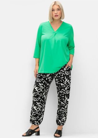 Sheego Schlupfhose SHEEGO, Damen, Gr. 40, Normalgr&ouml;ssen, schwarz-weiss (schwarz, wei&szlig;), 95% Viskose, 5% Elasthan, bedruckt, gemustert, mehrfarbig, Hosen Schl