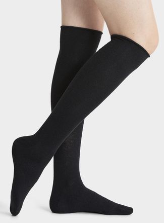 Simons Womens Solid merino wool blend Knee-High Socks