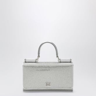 Dolce & Gabbana Satin phone bag with rhinestones in Crystal/Pearl