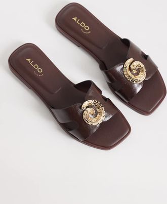 Aldo Khali - Sandali bassi marrone scuro con decorazioni