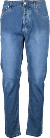 Brunello Cucinelli Tessuto Sottile Straight Jeans - Heren - Regular Fit Jeans - Blauw - L - Katoen - Jeans