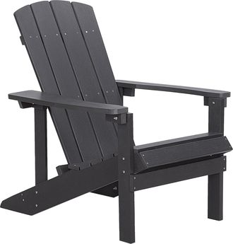 Beliani Silla De Jard&iacute;n Gris Oscuro De Madera Sint&eacute;tica Resistente A La Intemperie Estilo Moderno Adirondack