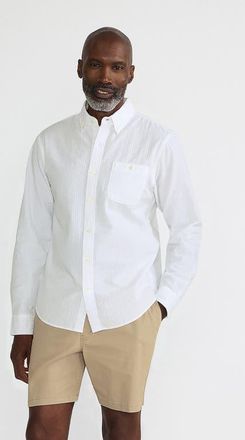 Lands End Long Sleeve Seersucker Shirt in White at Nordstrom, Size Xx-Large