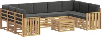 vidaXL Conjunto De Sof&aacute;s De Exterior 10 Uds. Blanco Y Antracita Vidaxl