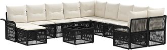 vidaXL Conjunto De Sof&aacute;s De Jard&iacute;n 12 Uds. Negro Y Blanco Crema Vidaxl