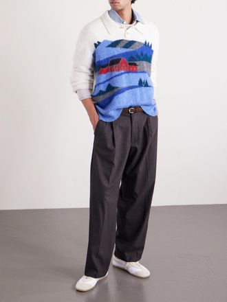 Corridor Hart Jacquard-Knit Alpaca-Blend Polo Sweater