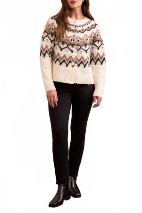 Tribal Long Sleeve Button Front Sweater Cardigan In Moonstone