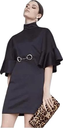 Cavalli Zwarte Korte Jurk met Gouden Taille Detail - Dames - Korte kleedjes - Zwart - M - Kleedjes