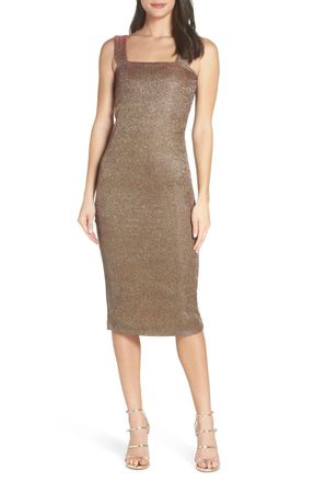 Bardot Mimi Sparkle Glitter Sheath Dress In Gold