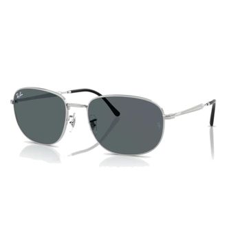 Ray-Ban Kussen Metalen Zonnebril met Blauwe Lenzen - unisex - Zonnebrillen - Grijs - 60 MM - Accessoires