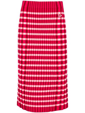 Maison Kitsun&eacute; Gonna a quadri - Rosa