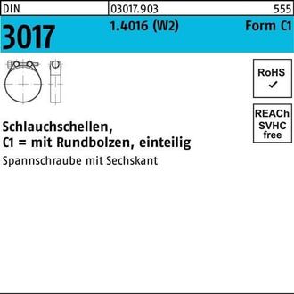 OEM Abrazadera Para Manguera Din 3017 W2 Forma C1 68-73/25 1.4016 Tornillo Galvanizado 25 Unidades