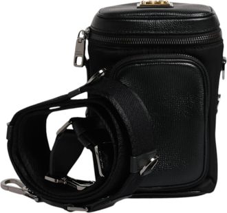 Dolce & Gabbana Black Leather Logo Purse Crossbody Camera Mens Bag