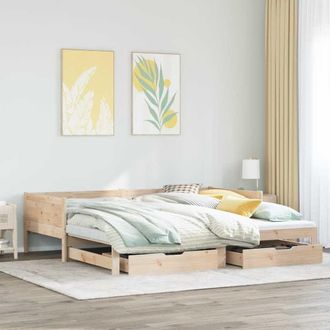 Berkfield Home Daybed with Trundle & Drawers without Mattress 90x190 cm Single in Brown