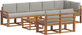 vidaXL Conjunto De Sof&aacute;s De Exterior 9 Uds. Gris Natural Y Claro Vidaxl