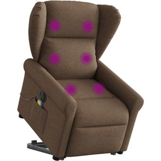 vidaXL Vidaxl - Sill&oacute;n De Masaje El&eacute;ctrico Reclinable Elevable Tela Marr&oacute;n
