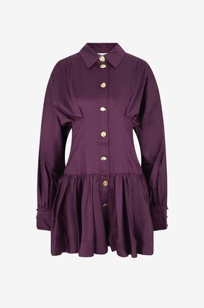 Aje Kurzes Satinenkleid mit Hemdkragen Alexa