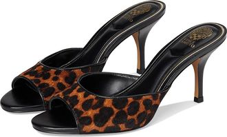 Vince Camuto Prynn High Heel Mule Sandal Womens Dress Sandals Camel/Black : 8.5 M, Leather