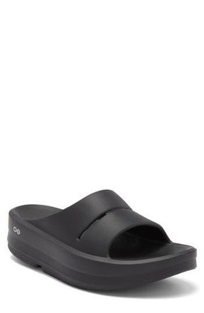 Oofos OOmega OOahh Slide Sandal in Black at Nordstrom Rack, Size 10