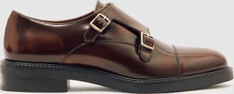 Reiss Tan Leather Double-strap Monk Shoes, X09