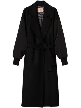 Twin-Set belted coat - women - Wool/Polyester/Other fibres/Polyamide/Polyester - 46 - Black