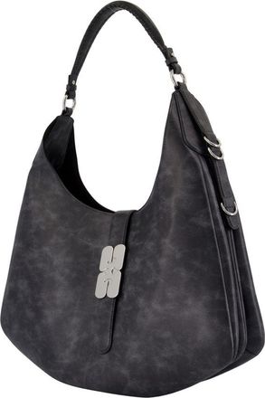Ganni Womens Vintage Leather Shoulder Bag Gray