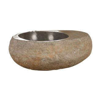 Wanda Collection Lavabo sobre encimera piedra de r&iacute;o 35 cm jabonera