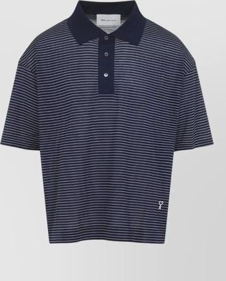 Ami striped boxy fit cotton polo shirt