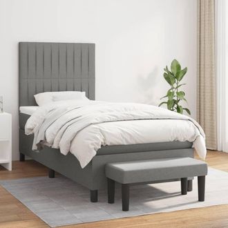 vidaXL Cama Box Spring Con Colch&oacute;n Tela Gris Oscuro 80x200 Cm Vidaxl
