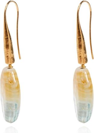 Forte_Forte Kleurrijke Glazen Oorbellen - Dames - Oorbellen - Geel - ONE Size - Accessoires