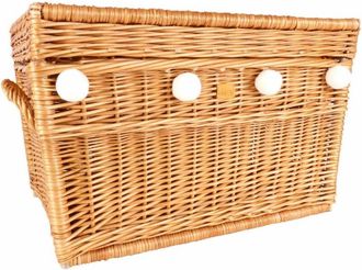 OEM Ba&uacute;l De Juguetes De Mimbre Natural Con Pompones - 70 Cm