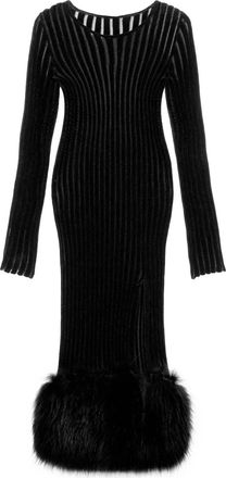 Blumarine Abito midi a coste - Nero