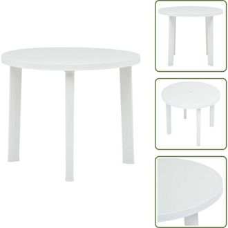 vidaXL The Living Store Tavolo da Giardino Bianco 89 cm in Plastica - Tavolo da patio