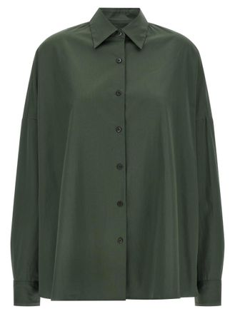 Dries Van Noten Green Oversized Solid Shirt