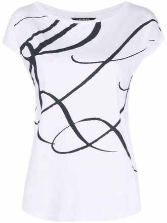 Lauren Ralph Lauren oversized logo print top - women - Modal/Cotton - S - White