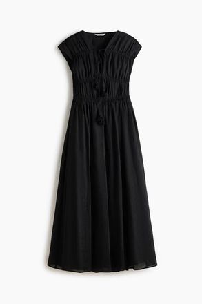 H&M Drawstring-detail Ramie Dress in Black at Nordstrom, Size Xx-Large
