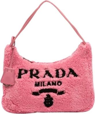 Prada Pre-owned Shoulder Bags, female, Pink, Size: ONE SIZE Pre-owned Cotton Shoulder Bag