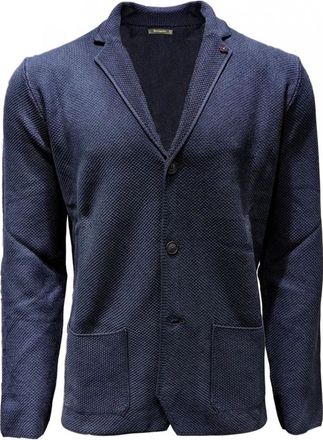 Ferrante Blauwe Katoenen Blazer Made in Italy - Heren - Blazers - Blauw - L - Katoen - Jassen