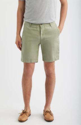 AG - Adriano Goldschmied Wanderer Linen & Cotton Chino Shorts in Spruce Green at Nordstrom, Size 34