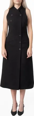 Ferragamo Double-Breasted Sleeveless Dress, Brand Size 40 ( US Size 6 )