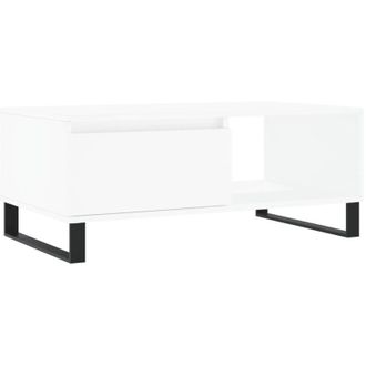 vidaXL Mesa De Centro Madera Contrachapada Blanco 90x50x36,5 Cm Vidaxl