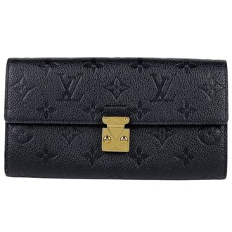 Louis Vuitton Black Noir Monogram Empreinte Long Wallet (Tri-Fold) (Pre-Owned)