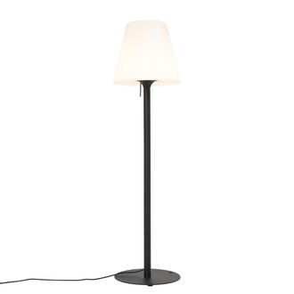 QAZQA Qazqa Moderno L&aacute;mpara De Pie Moderna Para Exterior Negra Con Pantalla Blanca Ip44 - Big Virginia Met&aacute;lica /pl&aacute;stico Alargada Adecuado Para Led Max. 1 