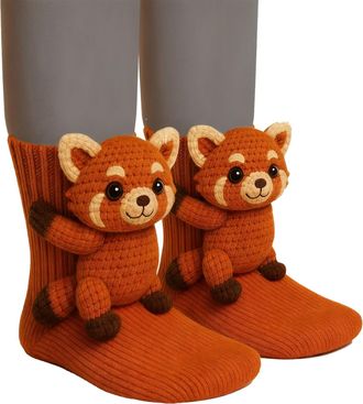 Generic 3D Knit Christmas Sloth Socks Women Winter Warm Novelty Socks Cute Festive 3D Animal Socks Plush Holiday Cozy Santa Style Soft Breathable Gift 3D Anim