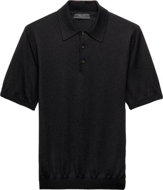 Prada Polo in maglia fine - Nero